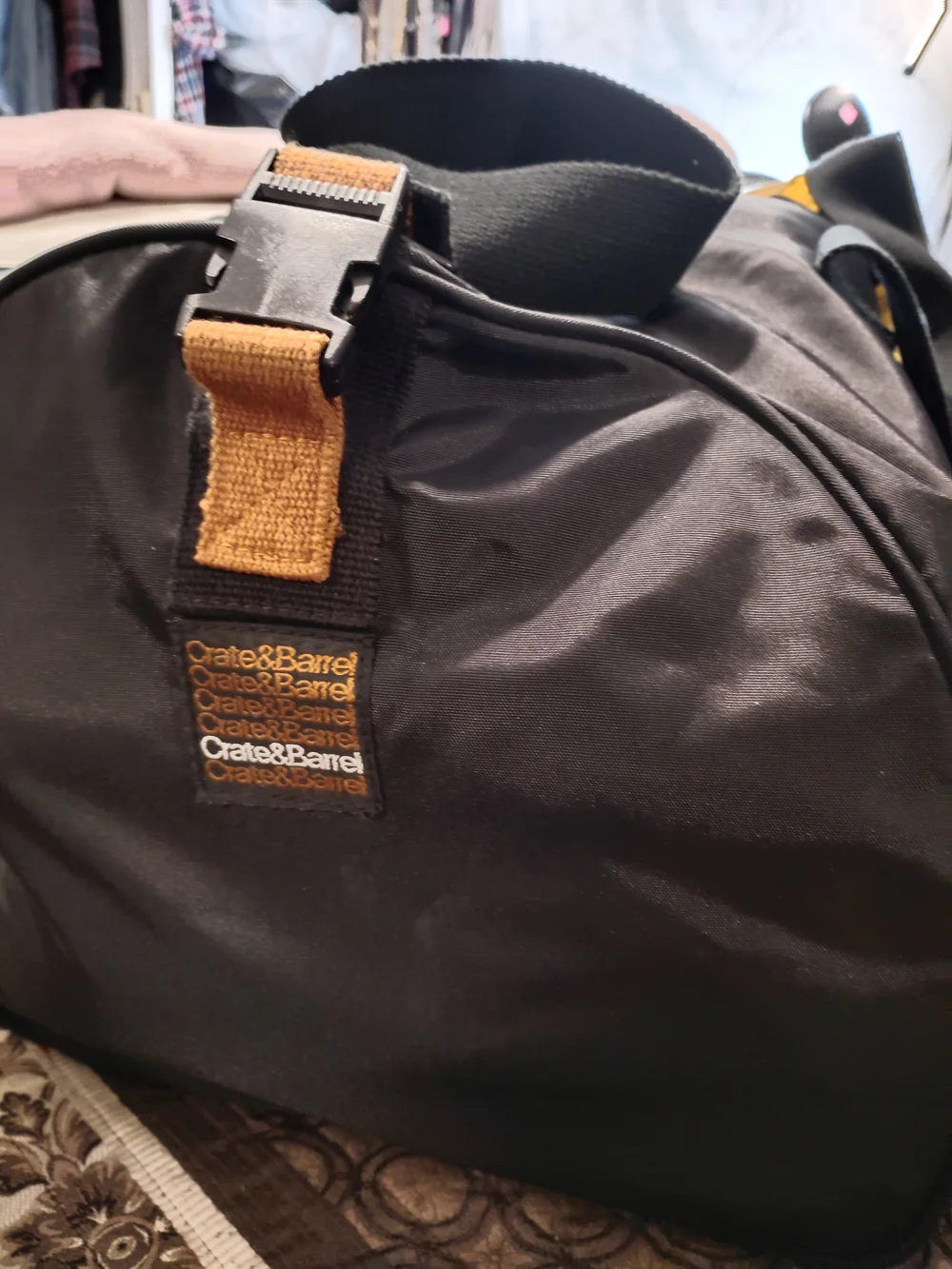 Crate&Barrel Black Men's Duffel Bag with Adjustable Strap